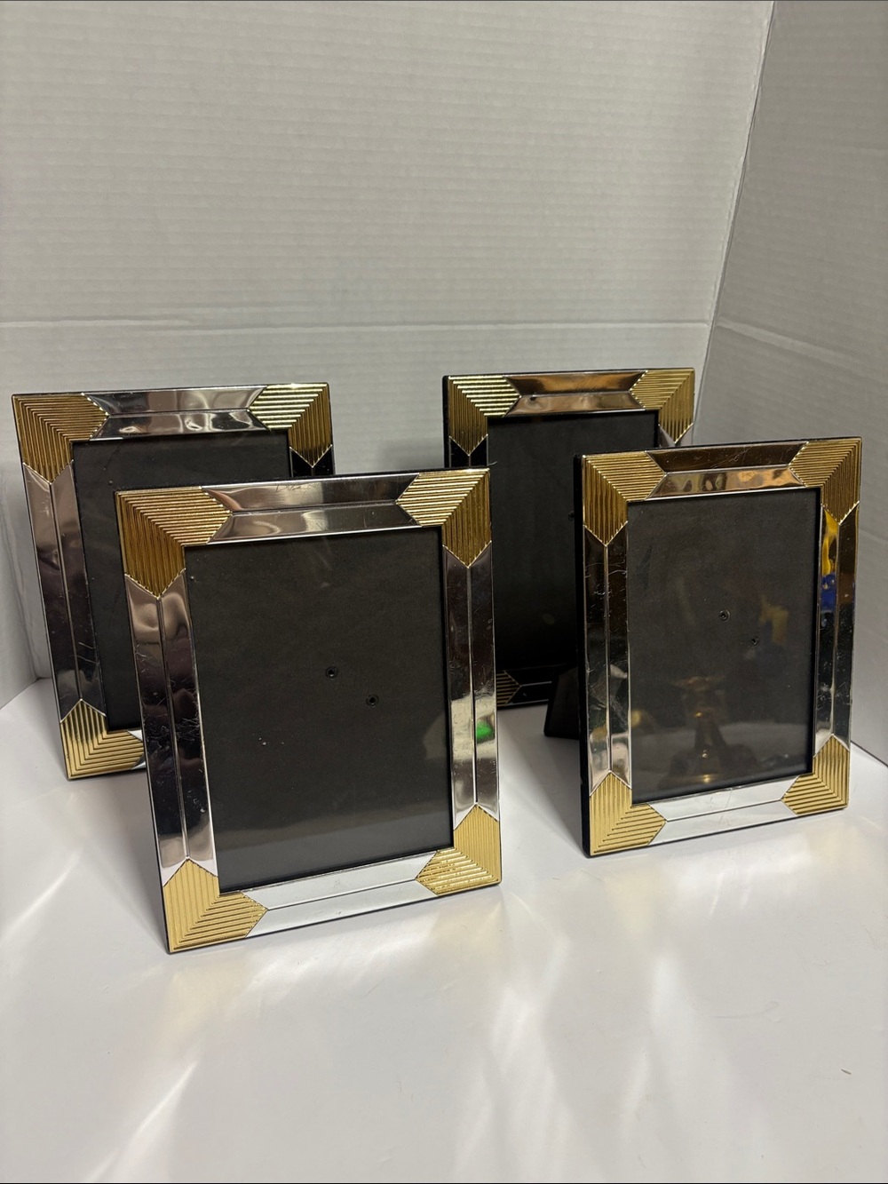 Vintage Art Deco Revival Two-Tone Picture Frames (Set of 4)